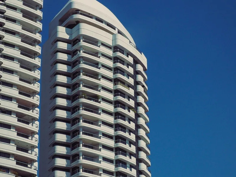 Modern condominium high-rise building exterior